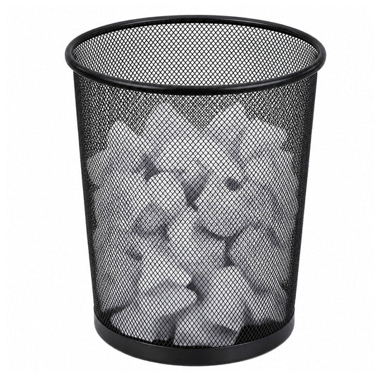 LEAN Office – Metal Office Trash Can, Round Mesh, Black, 10 L – image 2