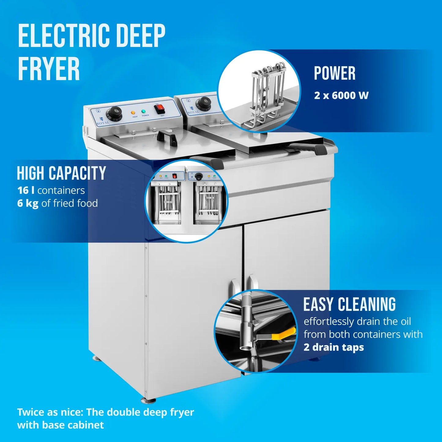 Royal Catering Double-chamber fryer with cabinet 400V - 2x10L – image 9