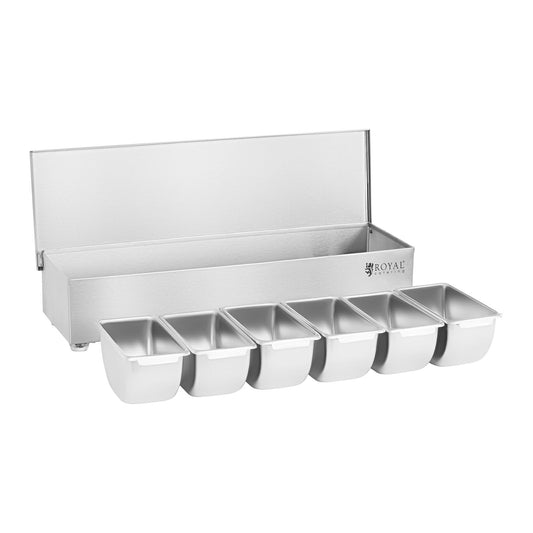 Royal Catering Bartender's container for drink additives + 6 container inserts, stainless steel