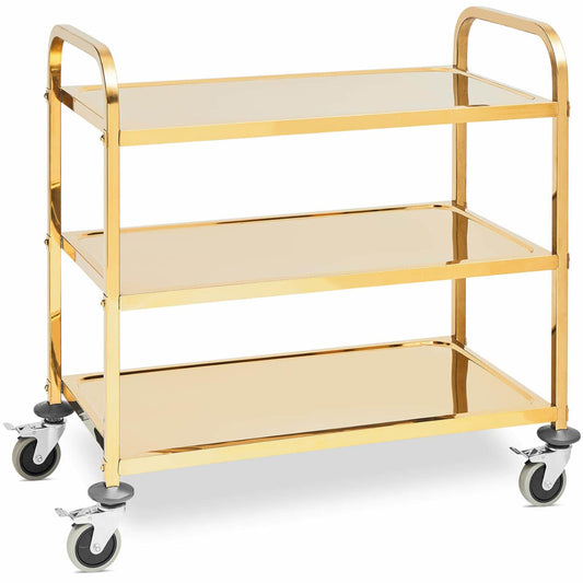 Royal Catering Catering waiter's serving trolley 3 shelves 89.5 x 49.5 cm up to 240 kg - gold