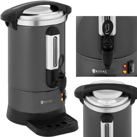 Royal Catering Coffee/tea maker with tap and drip tray, 6 l, 950 W, gray
