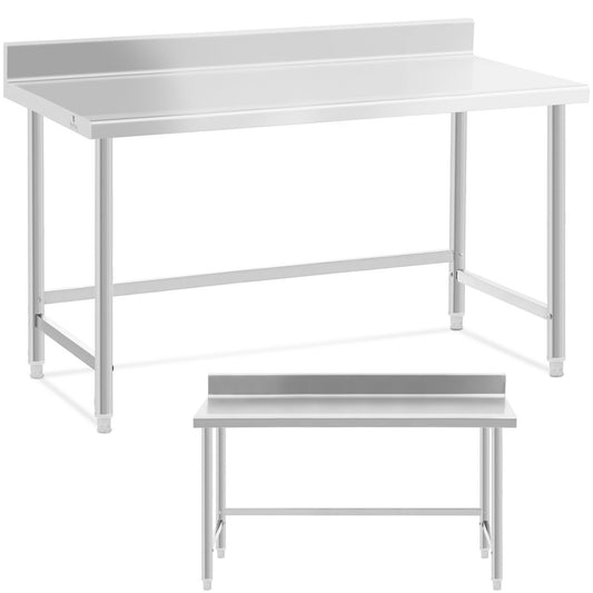 Royal Catering Tables – Table, stainless steel, wall-mounted worktop with edge 150x70cm