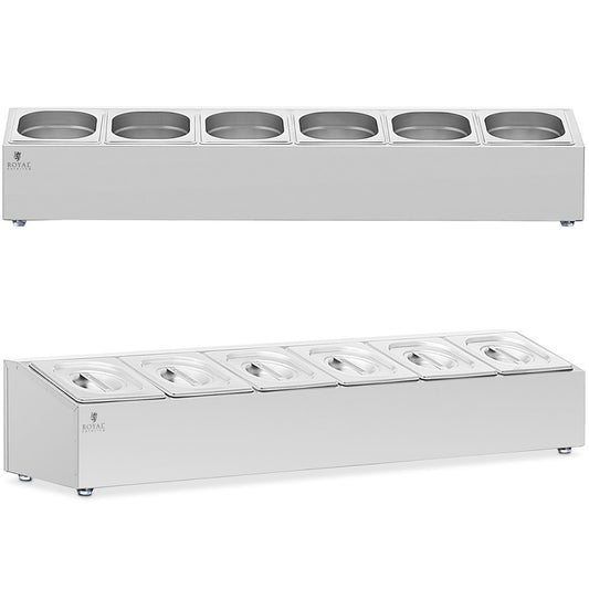 Royal Catering Display stand for catering containers 6 x GN 1/6 11.4 l + containers with lids