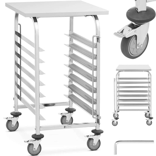 Royal Catering Catering waiter trolley with shelf for transporting 7 trays 60 x 60 cm with shelf