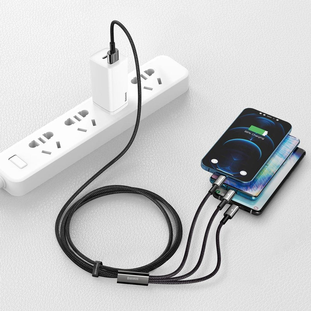 BASEUS Cable 3in1 USB-C cable Iphone Lightning microUSB 3.5 A 1.5 m black – image 11