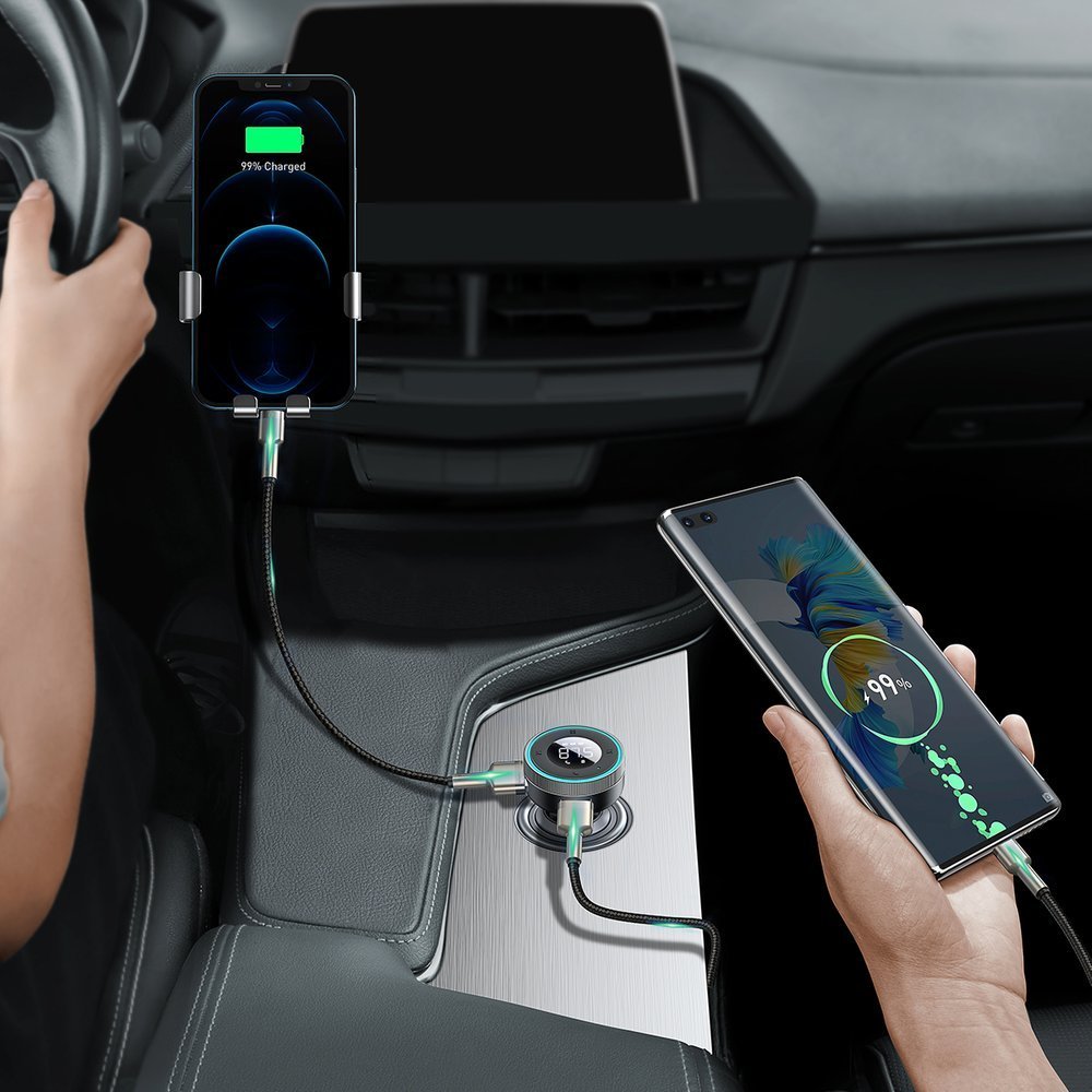 BASEUS FM transmitter MP3 car charger LED 2x USB Bluetooth black – image 11