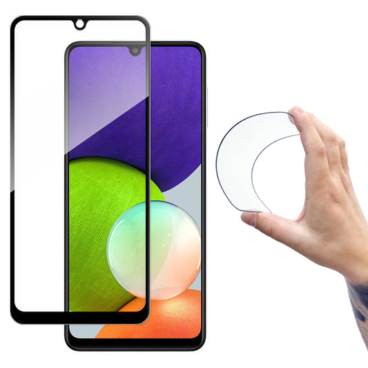 WOZINSKY Glass Film Tempered Glass with Frame for Samsung Galaxy A22 4G Full Cover Flexi Nano Screen Black