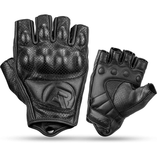 ROCKBROS Fingerless motorcycle gloves with knuckle protection, size XL, black