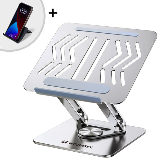 WOZINSKY Computer Accessories – SET Aluminum laptop stand 360 + smartphone