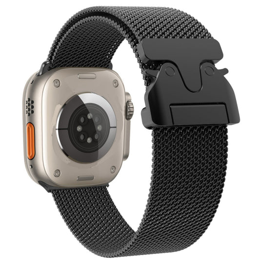 HURTEL Titanium Milanese Loop Strap Bracelet for Apple Watch 42/44/45/46/49 mm - Black