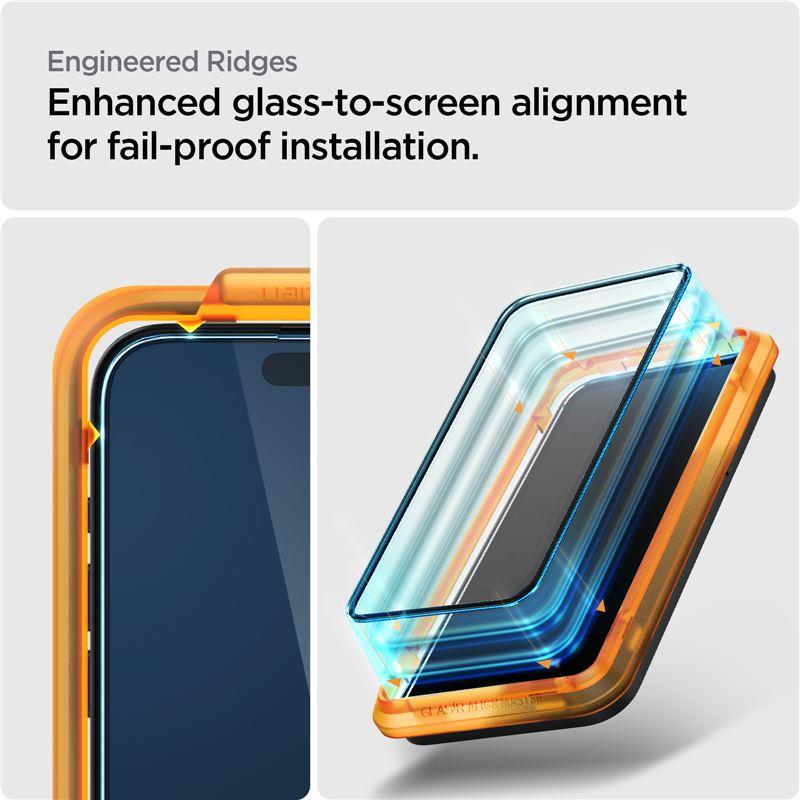 SPIGEN Tempered protective glass for iPhone 15 Plus ALM Glass FC - black 2 pcs. – image 11