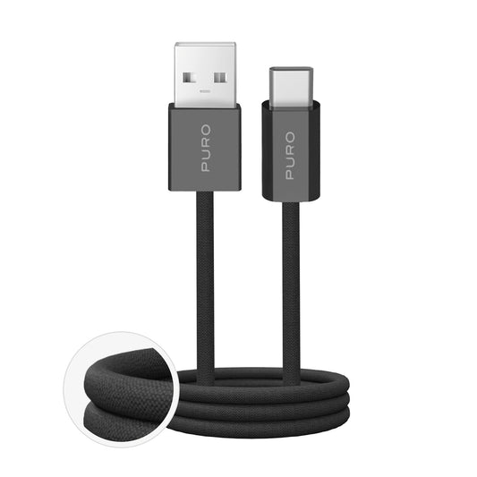 PURO Fabrik 2.0 10W 1.5 m braided USB-A - USB-C cable - black