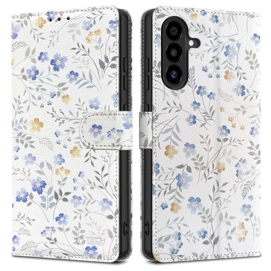 Tech-Protect Eco-leather closed case for Samsung Galaxy A26 5G / A17 4G / 5G Wallet - daisies with leaves