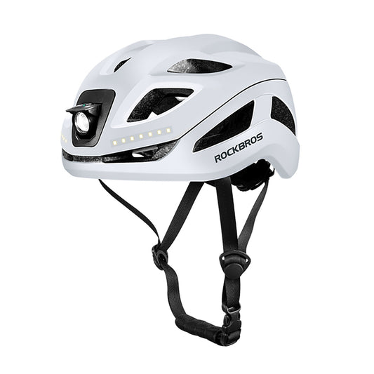 ROCKBROS Bicycle helmet with integrated omni-directional lighting USB-C 57-61 cm - white