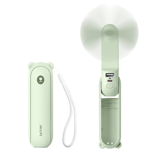 Jisulife Mini portable fan with power bank function and flashlight 2000mAh - green