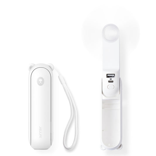 Jisulife Mini portable fan with power bank function and flashlight 2000mAh - white