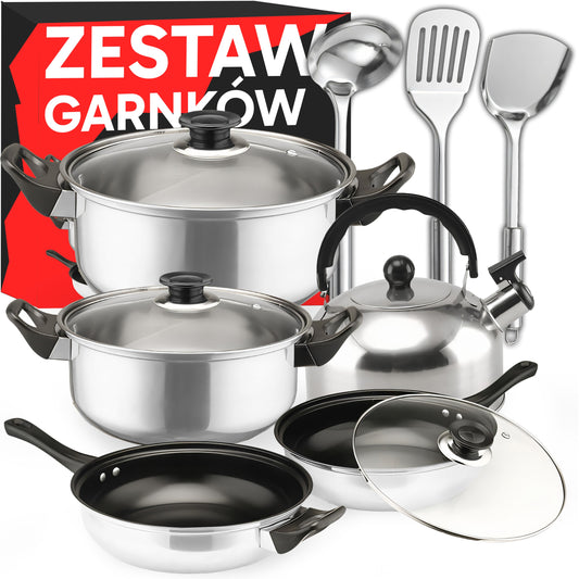 11-Piece Cookware Set with Kitchen Accessories—Suitable for Gas and Induction Stoves, Includes Kettle and Frying Pan—OR204 - Carlat
