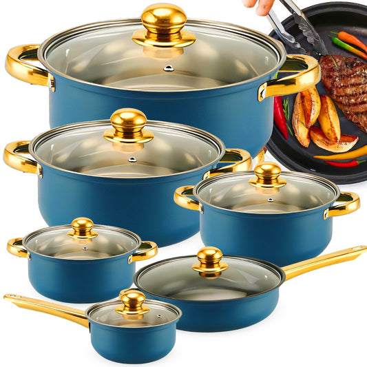 12-Piece Stainless Steel Cookware Set: Frying Pan + Lids - or203 - Carlat