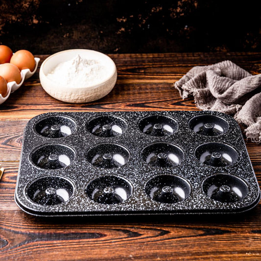 Klausberg 12-cup metal muffin pan with nonstick coating, black, 35x26.5 cm, Klausberg. KB-7841