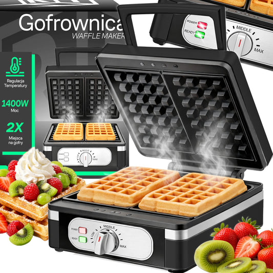 1400W XXL Waffle Maker, 2 Waffles, Adjustable Temperature, Fluffy Waffles, Sturdy - OR1330 - Carlat