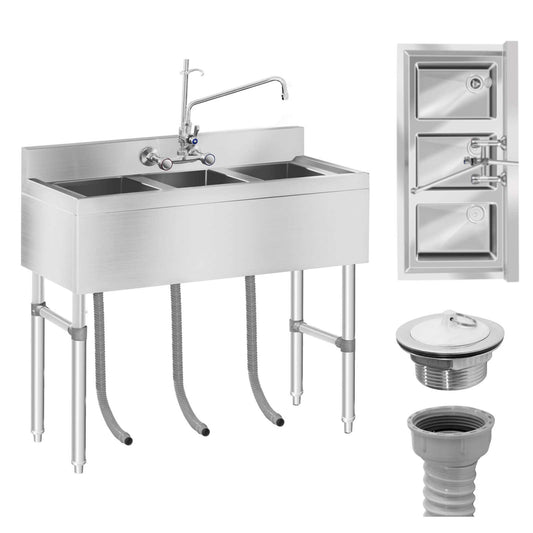Royal Catering Stainless steel catering sink, 3-bowl pool, 100x50cm