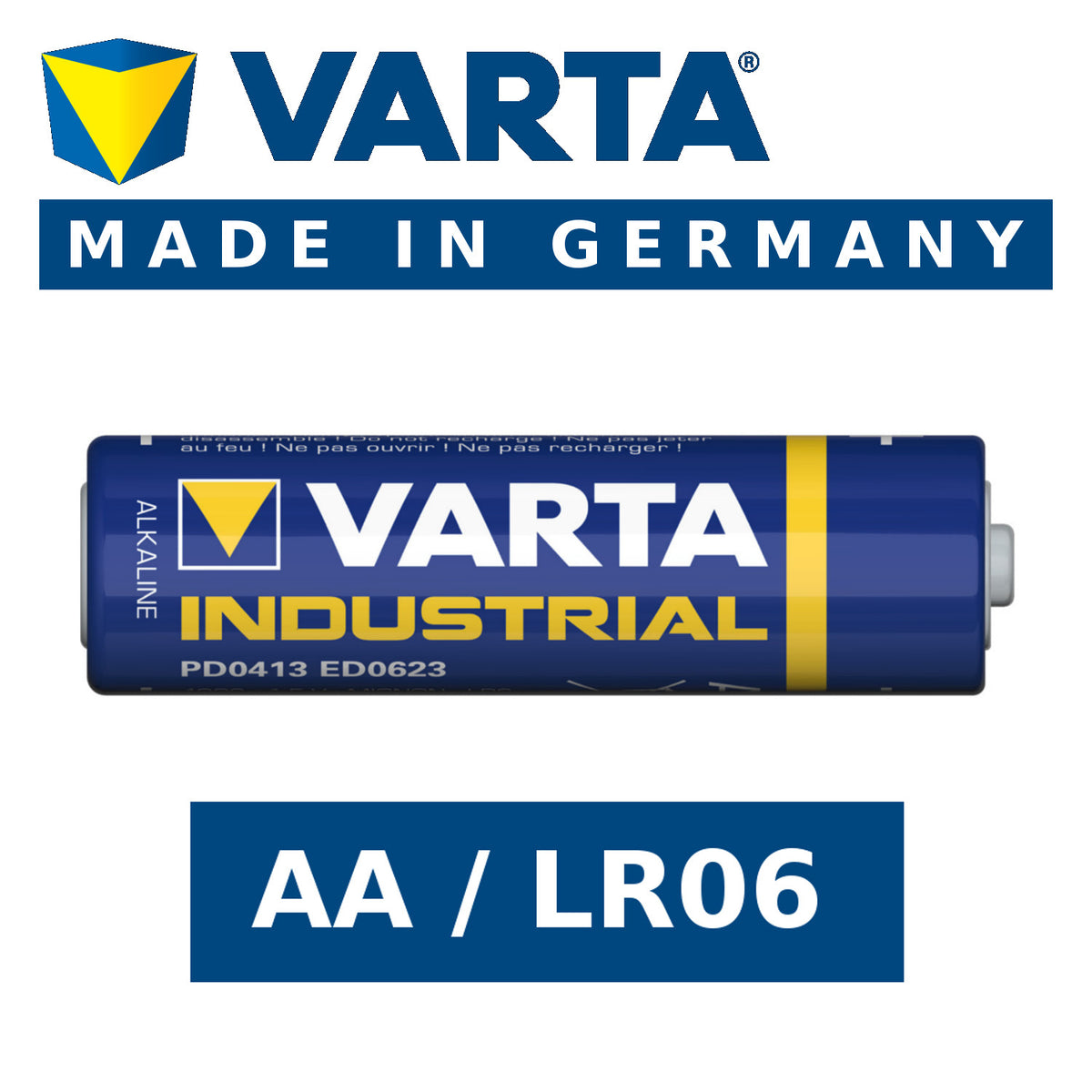 1x Varta Industrial 4006 R-06 LR6 AA 1.5V Alkaline Battery - Carlat