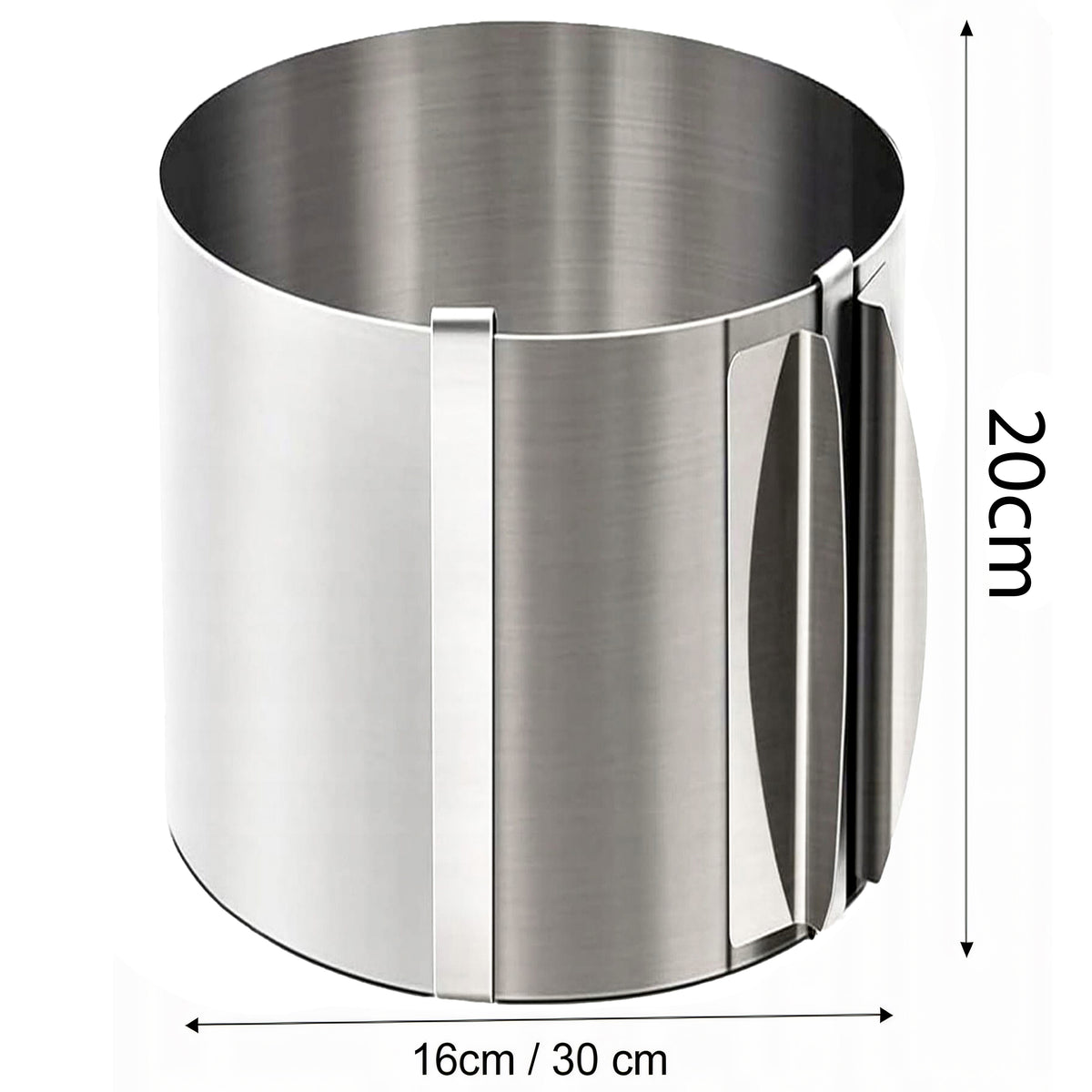 RTO 20 cm tall adjustable cake ring, 16–30 cm, with clip – image 4