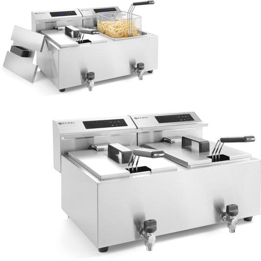Hendi Mastercook digital panel fryer fryer with tap 2x8L 2x3500W