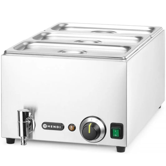Hendi Bain-marie food warmer with tap 3x GN 1/3 100 mm with lids 1000 W