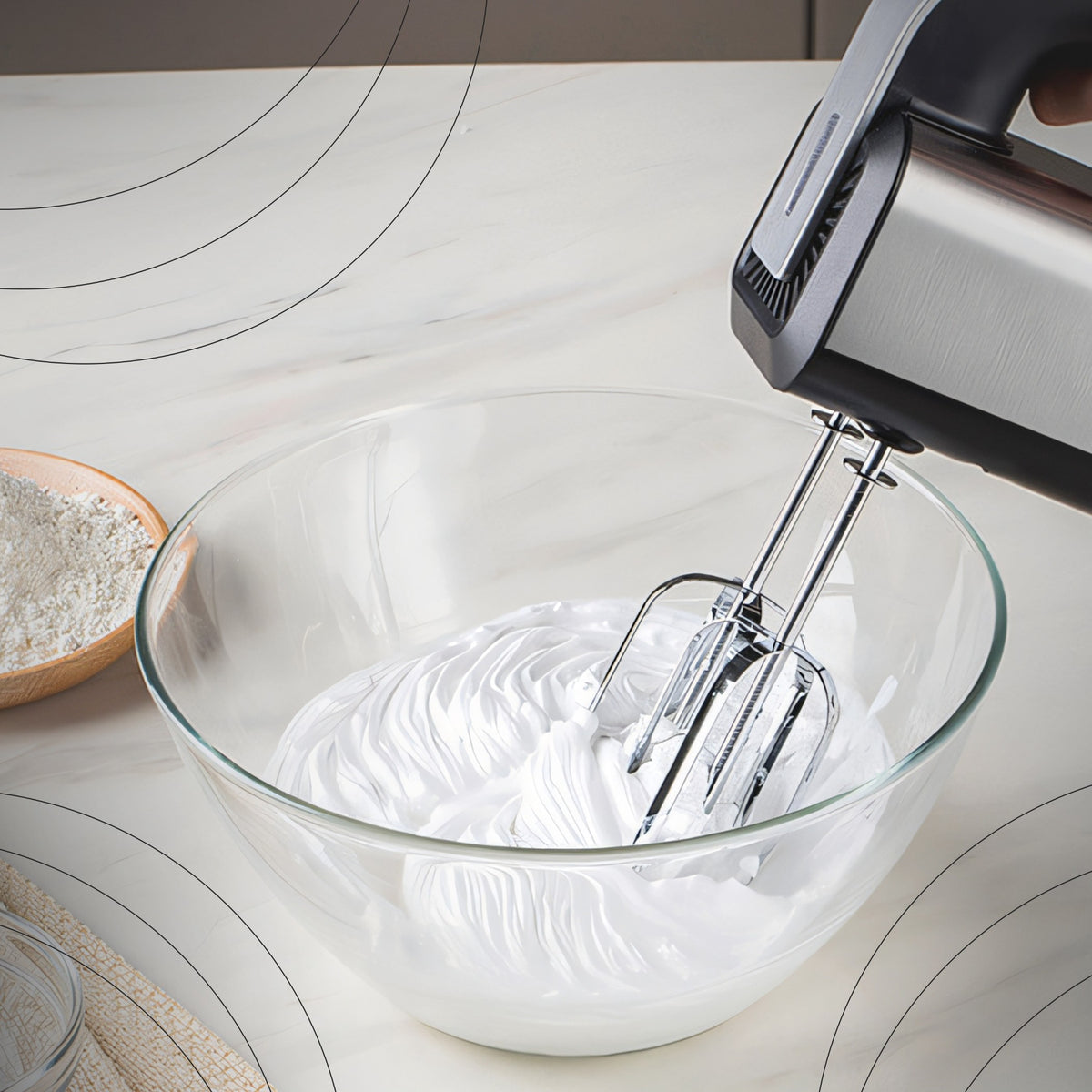 300W Turbo Hand Mixer with Whisk and Dough Hooks, 5 Speeds, Silver - ER1225 - Carlat