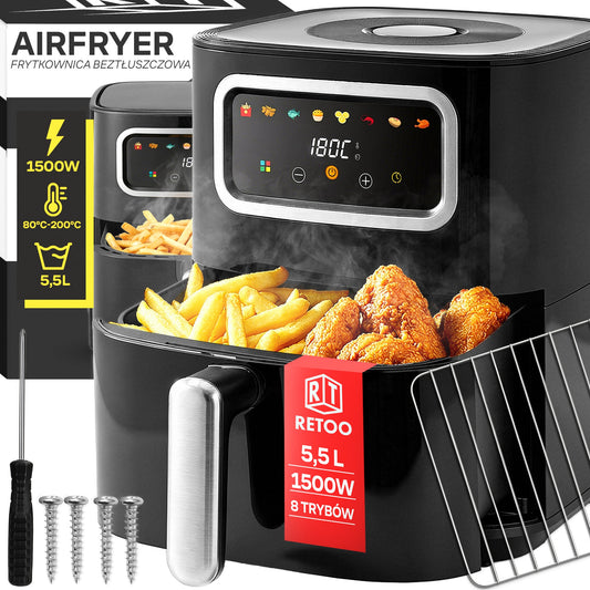 5.5L Oil-Free Air Fryer, 1500W, 8 Cooking Modes - OR1292 - Carlat