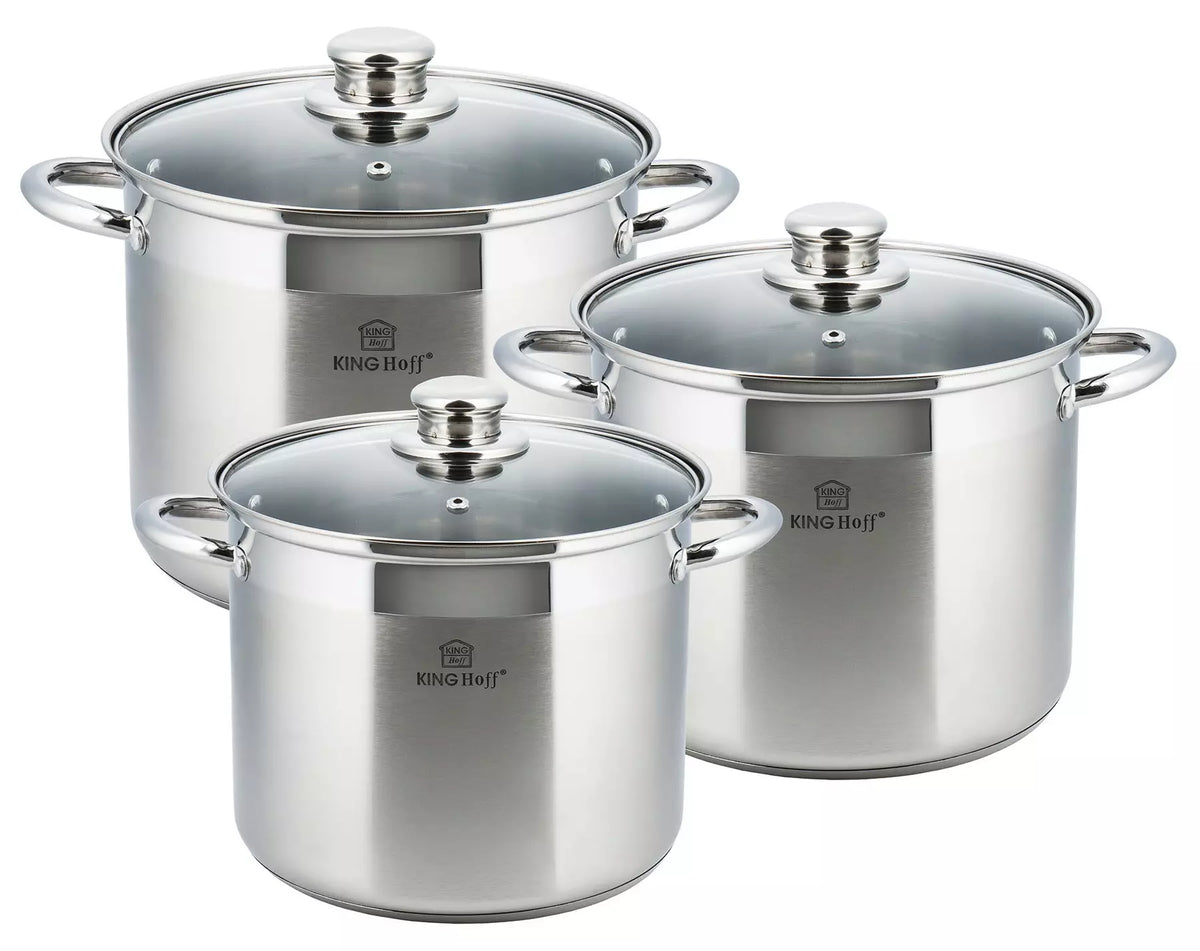 KINGHoff 6-piece cookware set, stainless steel, diameters 20, 22, 24 cm, Kinghoff