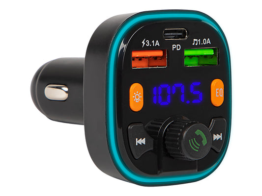 74-170# FM Transmitter with Bluetooth 5.0, QC 3.0, and PD 20W - Carlat