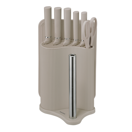 8-piece knife set with cutting board and towel holder, beige, Klausberg, KB-7978 - Carlat