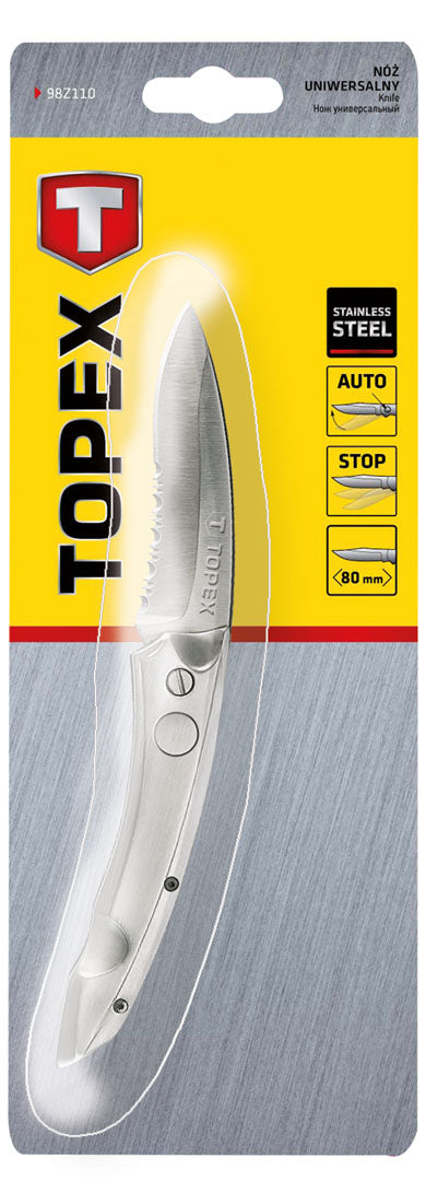 TOPEX Survival (gloves, fire – Universal knife, 80 mm blade, spring loaded – image 3