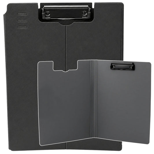 A4 Plastic Office Pad with Cover and Metal Clip, Black - Carlat