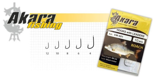 AKARA hooks SW-001 with leash, size 8, pack of 10 pieces. - Carlat