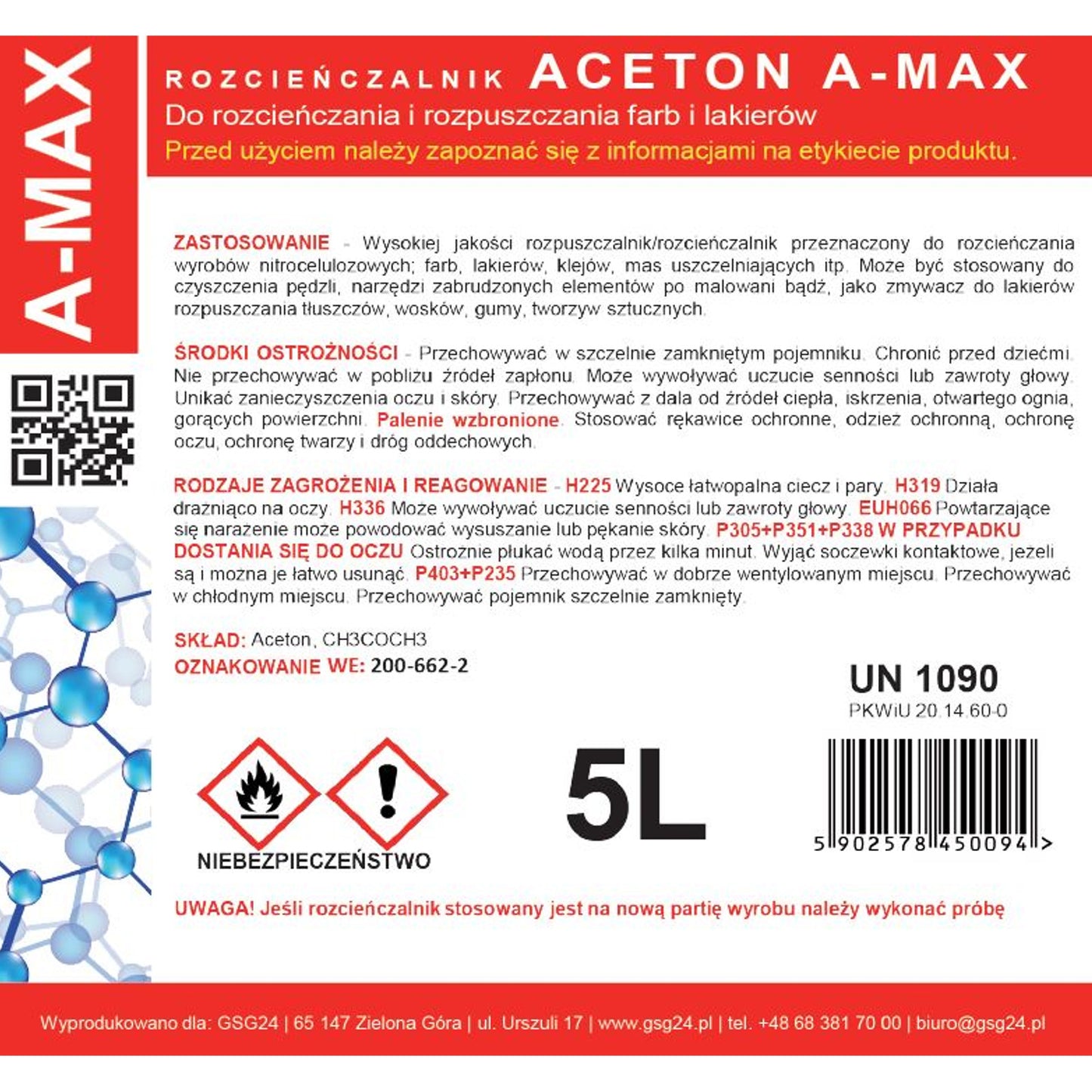 Acetone solvent remover A-MAX 5L - Carlat