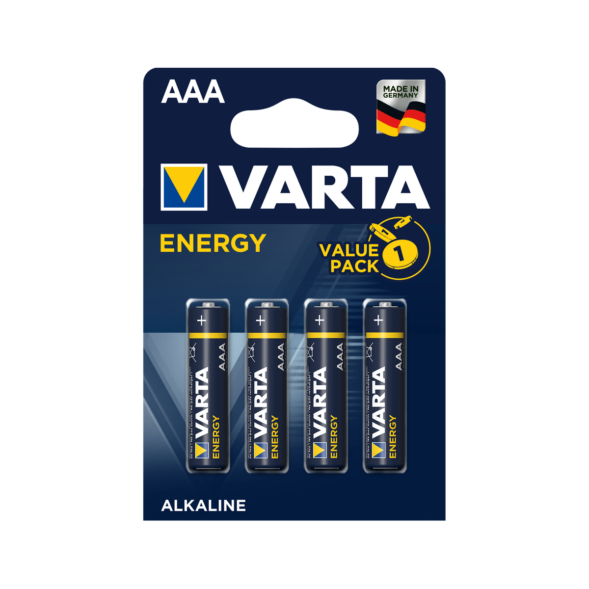 Alkaline, coin-cell – VARTA LR03 ENERGY Alkaline Batteries, 4 per pack - Carlat