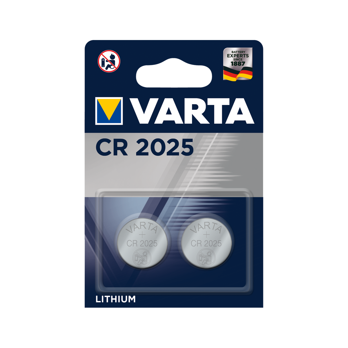 Alkaline, coin-cell, and zinc-carbon – VARTA CR2025 Battery, 2 per pack - Carlat