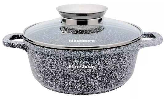 Aluminum pot, gray marbled finish, 20 cm diameter, 2.3 L, Klausberg - Carlat