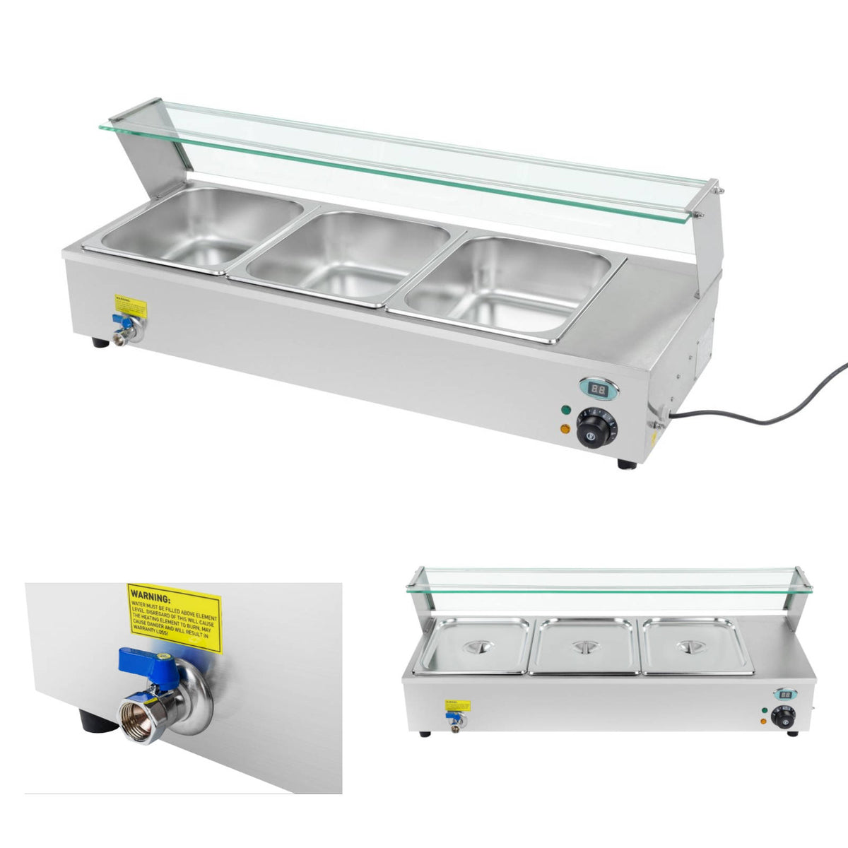 Bain-marie, glazed heating display, heated buffet + 3xGN - Carlat