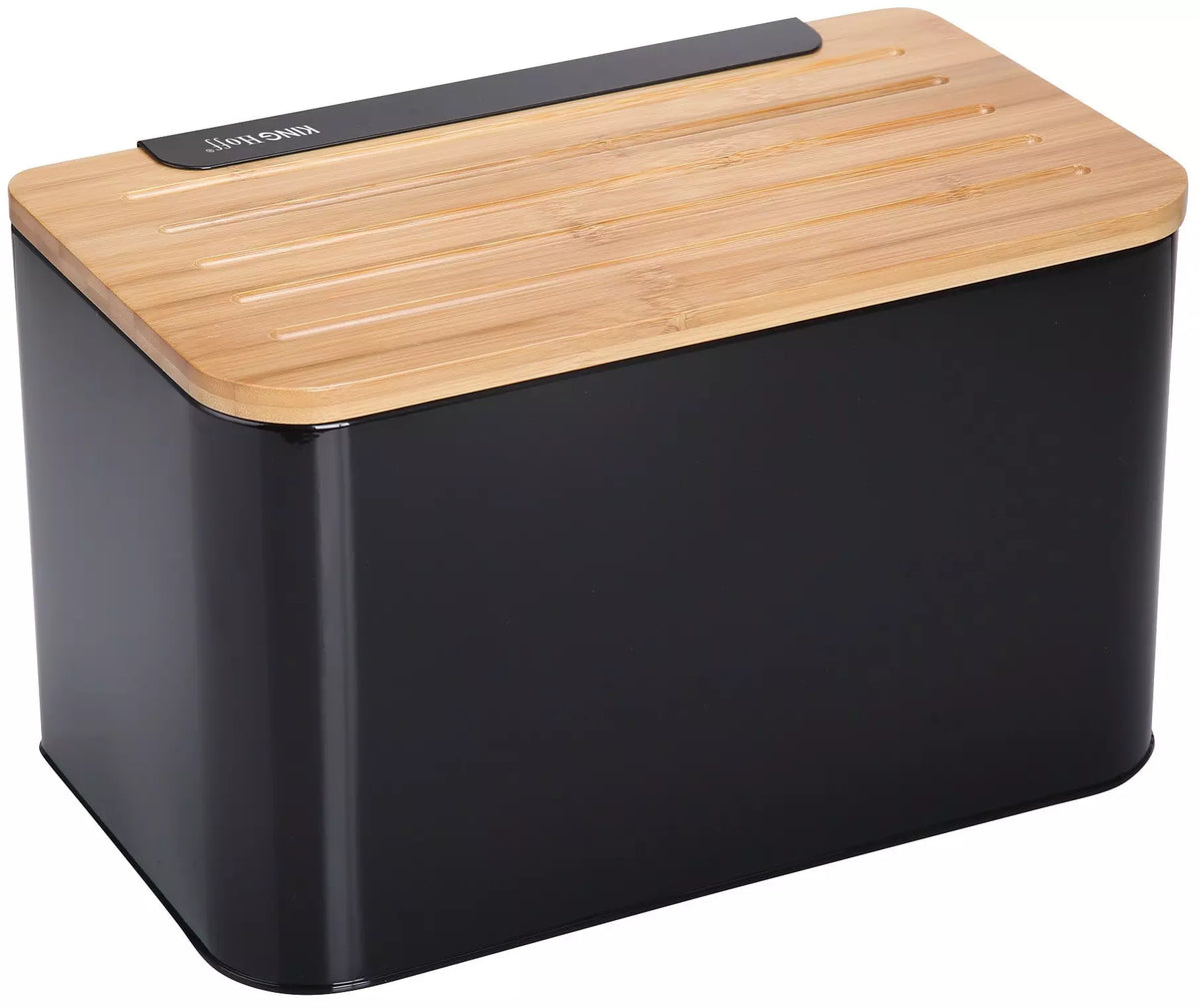 KINGHoff Bread Bags – Steel-Bamboo Bread Box, Black Kinghoff