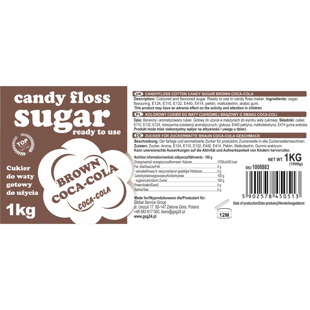 Candy & Chocolate – Colored brown cotton candy sugar with - Carlat