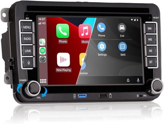 Car Radio for VW Golf 5/6, Polo 5/6R, T5, Passat, Jetta - 7" Touch Screen, Wireless CarPlay & Android Car, Bluetooth/AM/FM/Steering Wheel Control (SWC)/USB/DSP-EQ, Plug and Play - Carlat