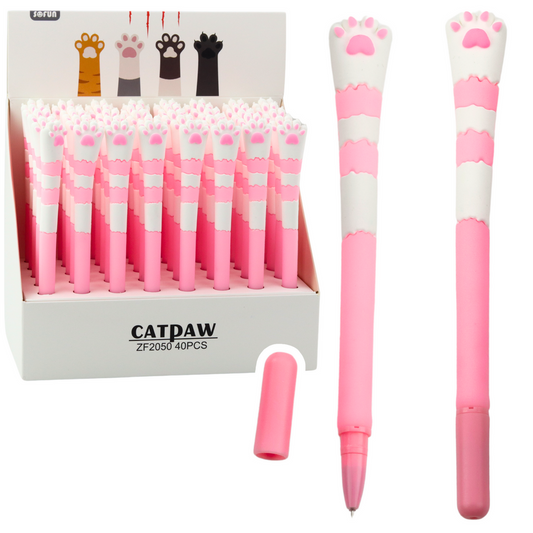 Cat Paw Gel Pen, Blue Ink, Pink Cap, 16.5 cm - Carlat