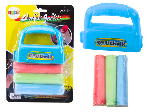 Chalk – Chalk Set with Holder—Thick Sidewalk Chalk, Blue, 3-Piece Set - Carlat