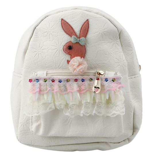 Children's Backpack with Embossed Rabbit and Ruffles, Cream, 20 cm, 2.5 L - Carlat