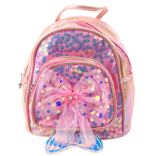 Children's Backpack with Sequins and Tulle Bow, Pink, 20 cm, 3.8 L - Carlat