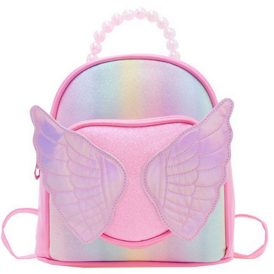Children's Backpack with Shiny Wings and Pearls, Pink, 22 cm - Carlat